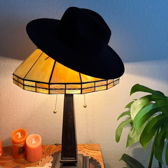 free people black flat brim felt cowboy hat - Picture 1 of 5